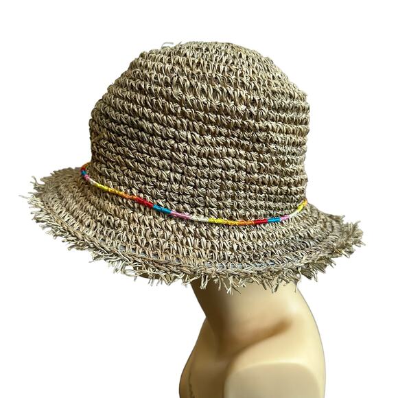 Brooklyn Hat Co Seagrass Hat with Rainbow Trim Style bkn1425-toast straw hat OS main image 5